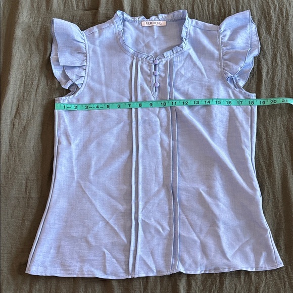 Light Blue Ruffle Sleeve Top - Picture 4 of 5